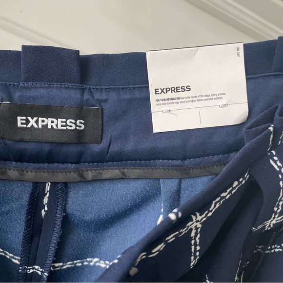 Express High Waisted Windowpane Print Sash Tie Ankle Pant - Picture 9 of 9